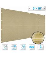 Deck Balcony Privacy Screen 3'x15' Beige Outdoor Yard Pool Porch Fence Privacy Screen for Backyard Chain Link Fence with Zip Ties