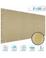 Deck Privacy Screen 3' x 25' Perfect for Outdoor, Backyard, Balcony, Pool, Porch, Railing, Gardening, Fence Shield Rails Protection Beige