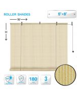 Roll up Shades Roller Shade 5ft W x 6ft H Outdoor Shade Blind Pull Shade Privacy Screen Porch Deck Balcony Pergola Beige(Customized)