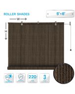 Roll up Shades Roller Shade 5ft W x 6ft H Outdoor Shade Blind Pull Shade Privacy Screen Porch Deck Balcony Pergola Brown(Customized)