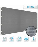 Deck Balcony Privacy Screen 3'x15' Gray Outdoor Yard Pool Porch Fence Privacy Screen for Backyard Chain Link Fence with Zip Ties