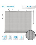 Roll up Shades Roller Shade 5ft W x 6ft H Outdoor Shade Blind Pull Shade Privacy Screen Porch Deck Balcony Pergola Light Gray(Customized)