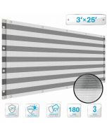Deck Privacy Screen 3' x 25' Perfect for Outdoor, Backyard, Balcony, Pool, Porch, Railing, Gardening, Fence Shield Rails Protection Gray and White