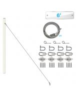 6ft One-Way Wire Lock Wire Cable and Sail Kits for Rectangle&Square Sun Shade Sail Pole Stand Post Heavy-Duty Awning Canopy Support Poles