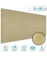 Deck Balcony Privacy Screen 3'x15' Beige Outdoor Yard Pool Porch Fence Privacy Screen for Backyard Chain Link Fence with Zip Ties(Customized)