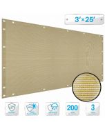 Deck Balcony Privacy Screen 3'x25' Beige Outdoor Yard Pool Porch Fence Privacy Screen for Backyard Chain Link Fence with Zip Ties(Customized)