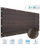 Deck Balcony Privacy Screen 3'x15' Brown Outdoor Yard Pool Porch Fence Privacy Screen for Backyard Chain Link Fence with Zip Ties