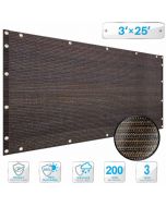 Deck Balcony Privacy Screen 3'x25' Brown Outdoor Yard Pool Porch Fence Privacy Screen for Backyard Chain Link Fence with Zip Ties