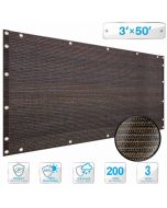 Deck Balcony Privacy Screen 3'x50' Brown Outdoor Yard Pool Porch Fence Privacy Screen for Backyard Chain Link Fence with Zip Ties(Customized)