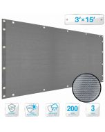 Deck Balcony Privacy Screen 3'x15' Gray Outdoor Yard Pool Porch Fence Privacy Screen for Backyard Chain Link Fence with Zip Ties(Customized)