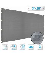 Deck Balcony Privacy Screen 3'x25' Gray Outdoor Yard Pool Porch Fence Privacy Screen for Backyard Chain Link Fence with Zip Ties