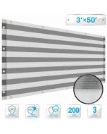 Deck Balcony Privacy Screen 3'x50' Gray and White Stripes Outdoor Yard Pool Porch Fence Privacy Screen for Backyard Chain Link Fence with Zip Ties(Customized)