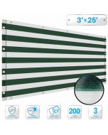 Deck Balcony Privacy Screen 3'x25' Green and White Stripes Outdoor Yard Pool Porch Fence Privacy Screen for Backyard Chain Link Fence with Zip Ties(Customized)