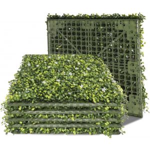 Patio Artificial Green Wall Panels, 18"x18" (10pcs) Grass Wall Backdrop with Hard Panels Boxwood Green Privacy Planters Fake Hedge for Indoor Outdoor Décor and Green Wall Hanging Decoration