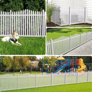 Patio Outdoor Picket Fence Panels for Soft Ground Vinyl PVC Garden Fence 36"H x 84"L Privacy Fence Decorative Fencing for Front Yard Porch Patio Deck Pool(20 Pickets, Scallop)