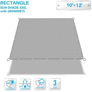 Patio 90% Shade Cloth with Grommets, 10' x 12' Pergola Shade Cover Sun Shades Outdoor Canopy, UV Block Privacy Screen Fabric with Straight Edge for Garden Deck Backyard Porch, Grey