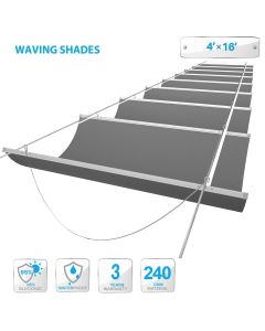 Beige 3ft x 16ft polyethylene 90% UV Block retractable canopy wave shade-  Windscreen4less