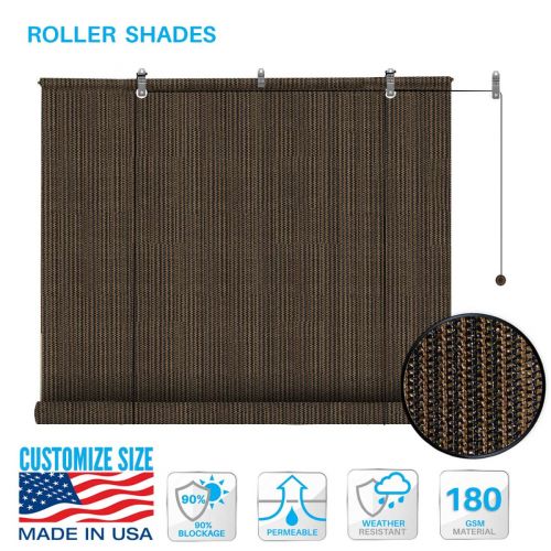 MEOOEM Outdoor Roller Shade Privacy Screen for Porch Pergola Gazebo Balcony Backyard Patio Deck Large Light Filtering Block 95% UV Protection 8' W X 8'L Wheat 