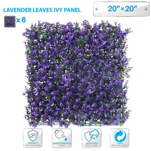 20"x20" Faux Purple Lavender Leaf Decor Privacy Fence Screen Panels Wall Cover 