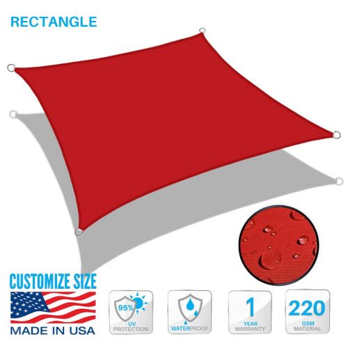 Red Custom 13-24FT Rectangle Waterproof Sun Shade Sail Garden Pool Patio Cover 